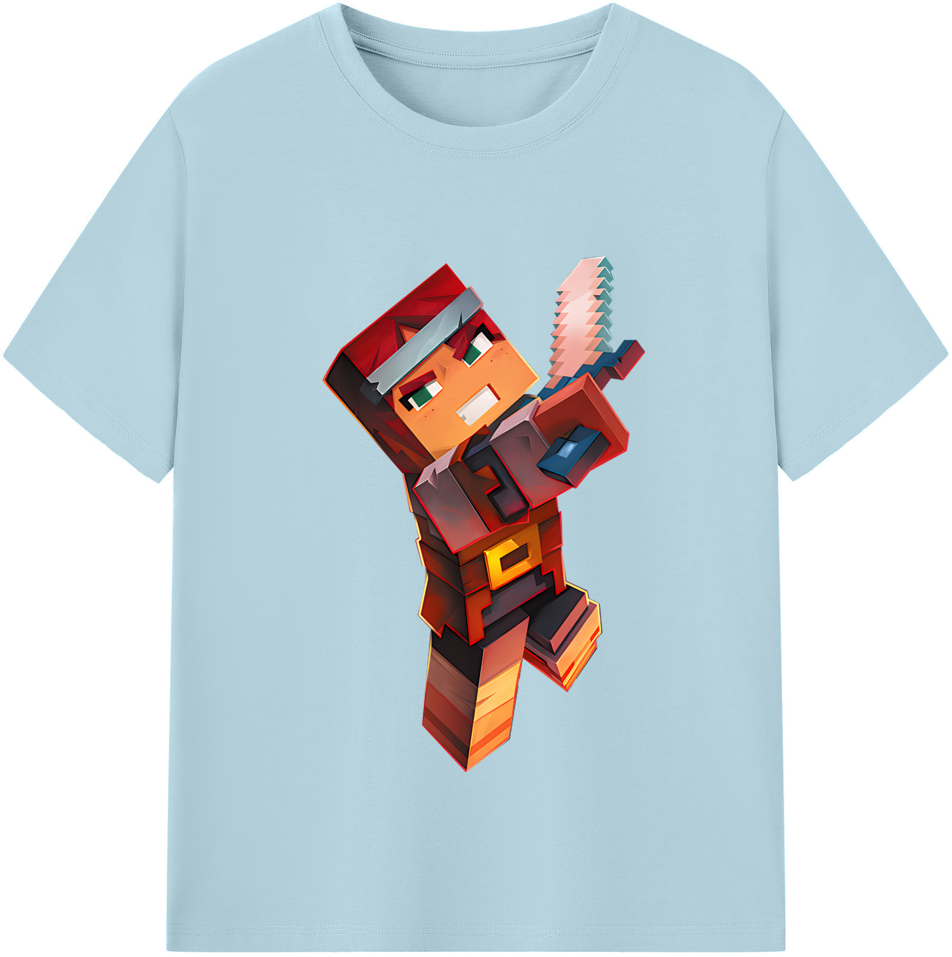 （画像用） マインクラフト ブロックの世界 Minecraft MC Block world 綿100％半袖Tシャツ（フロントプリント）